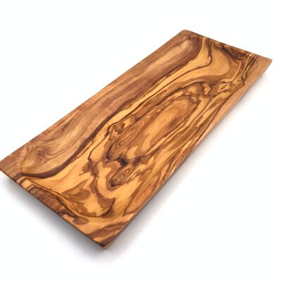 Bandeja portaplatos rectangular 35 x 15 cm fabricada en madera de olivo