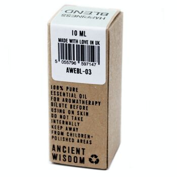 AWEBL-03C - Mélange d'huiles essentielles de bonheur - En boîte - 10 ml - Vendu en 10x unité/s par enveloppe 6