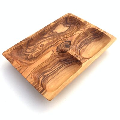 Plate 3 compartments Rectangular Serving plate made of olive wood