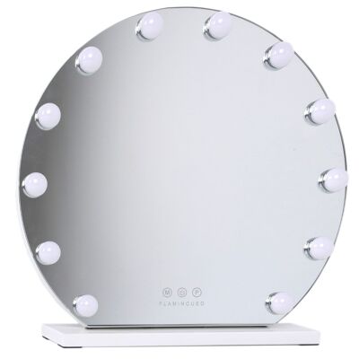 Specchio cosmetico rotondo con 12 lampadine, trucco con 3 modalità di luce e controllo touch