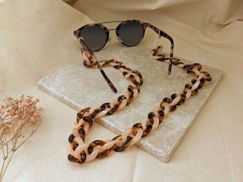 Chaîne de lunettes - Chaîne acrylique épaisse en écaille de tortue et rose - parfaite pour porter avec des lunettes de soleil et comme porte-lunettes 3
