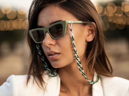 Glasses chain - Jade Green & Teal chunky acrylic chain - perfect for wearing with sunglasses and as glasses holder