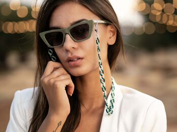 Chaîne de lunettes - Jade Green & Teal grosse chaîne acrylique - parfaite pour porter avec des lunettes de soleil et comme porte-lunettes 2