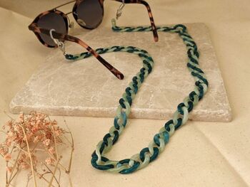 Chaîne de lunettes - Jade Green & Teal grosse chaîne acrylique - parfaite pour porter avec des lunettes de soleil et comme porte-lunettes 4
