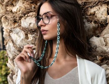 Chaîne de lunettes - Jade Green & Teal grosse chaîne acrylique - parfaite pour porter avec des lunettes de soleil et comme porte-lunettes 8