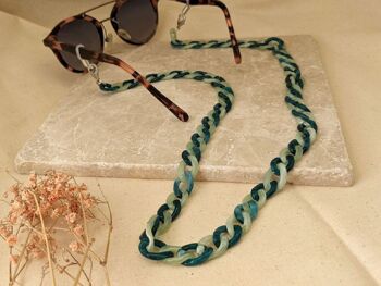 Chaîne de lunettes - Jade Green & Teal grosse chaîne acrylique - parfaite pour porter avec des lunettes de soleil et comme porte-lunettes 9