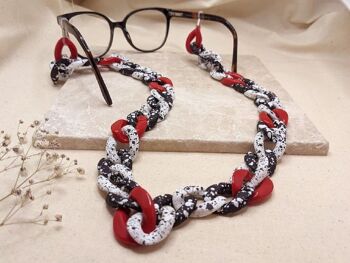 Chaîne de lunettes - Chaîne acrylique épaisse rouge, noire et blanche - parfaite pour porter avec des lunettes de soleil, comme porte-lunettes 7