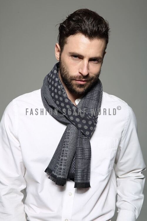 Dot, Tartan & Houndstooth Print Frayed Mens / Unisex Scarf