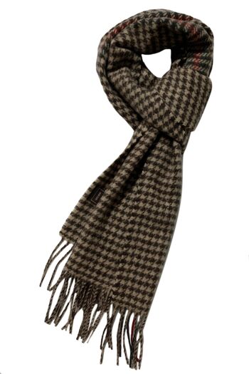Écharpe pied-de-poule avec rayures en laine pour hommes / unisexes 1