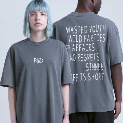 T-Shirt RYWD Wasted grigio stone washed