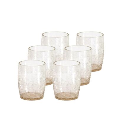 Serie von 6 Gläsern aus mundgeblasenem Glas Craquelé Honey
