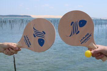 Kit de raquettes de plage en bois verni fabriqué en France de façon artisanale 6