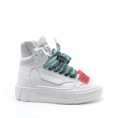 Sneaker in pelle alta Cristian con laccio verde