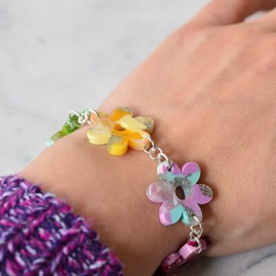 Bracciale Flower Power in acrilico riciclato