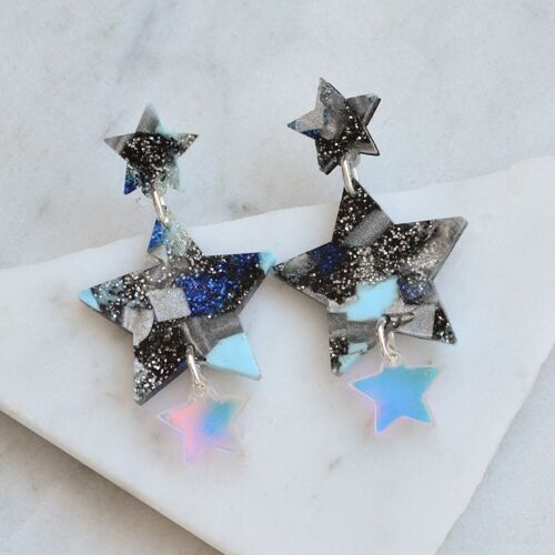 Recycled Acrylic Star Dangle Earrings