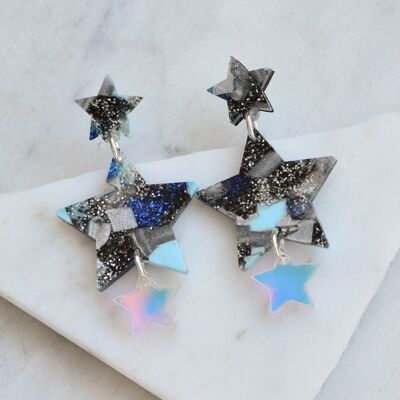 Boucles d'oreilles pendantes étoile en acrylique recyclé