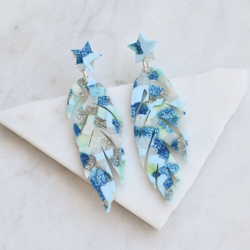 Recycled Acrylic Leaf/ Feather Earrings