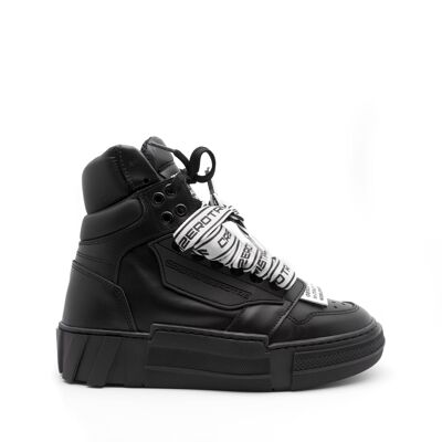 Sneaker Mid Cristian nera con lacci logati