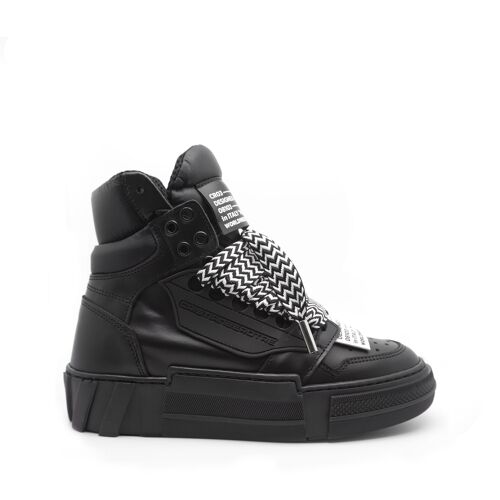 Sneaker Mid Cristian nera con lacci maxi