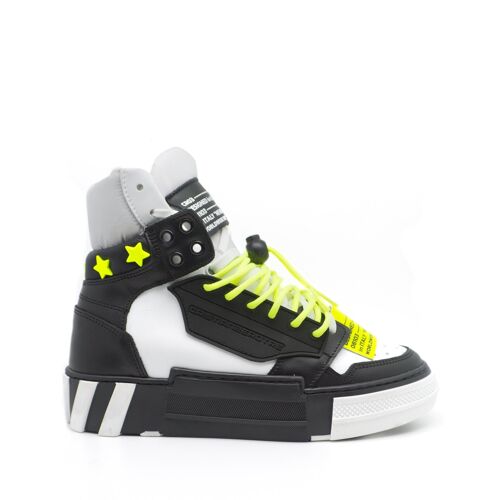 Sneaker Mid Cristian con dettagli fluo yellow