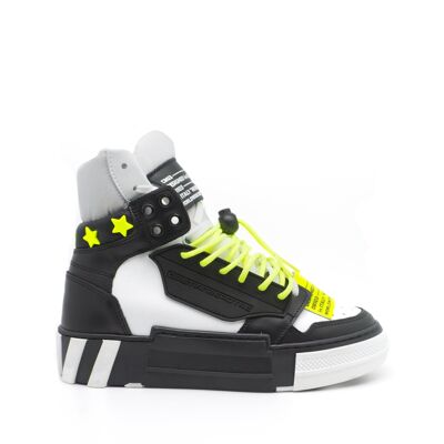 Mid Cristian Sneaker mit fluoreszierenden gelben Details