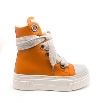 Hohe Sneakers aus orangefarbenem Calipso-Leder