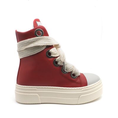 Calipso red leather high-top sneakers