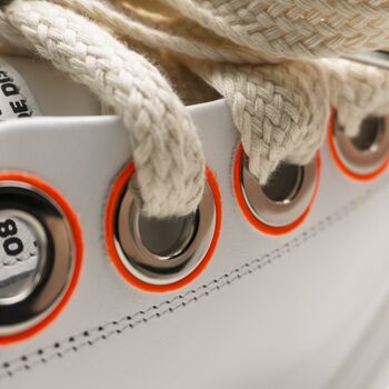 Sneakers montantes en cuir Calipso blanc orange fluo 3