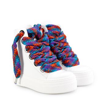 Baskets montantes en cuir blanc Calipso multi lacets 3