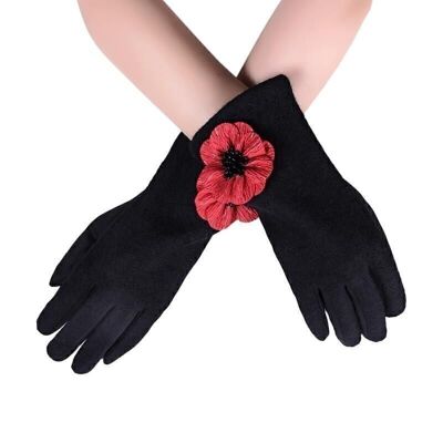 Gants d'écran tactile de fleur de pavot 3D