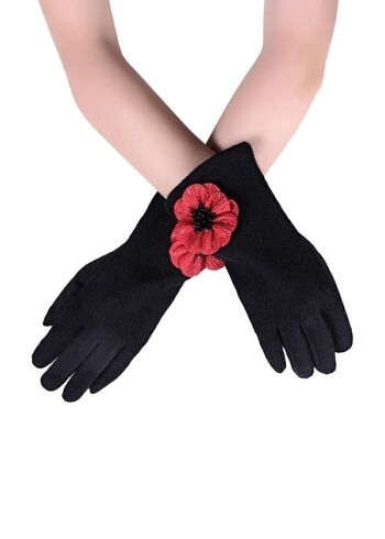 Gants d'écran tactile de fleur de pavot 3D 1