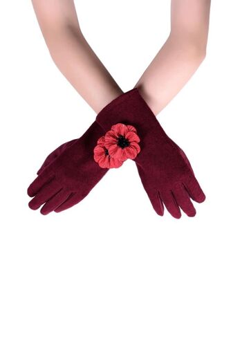 Gants d'écran tactile de fleur de pavot 3D 4