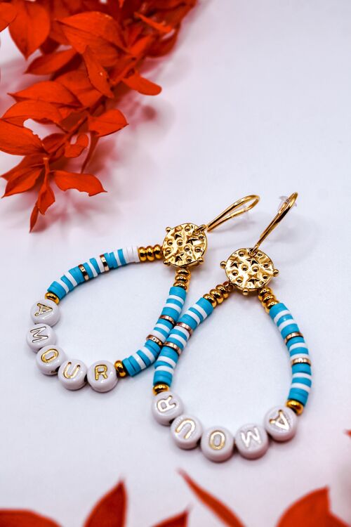 Boucles d'oreilles "Amour" Turquoise Acier inoxydable