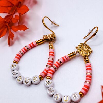 Pendientes "Love" Rosa Acero inoxidable