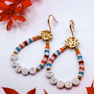 Pendientes "Love" Multicolor Acero inoxidable