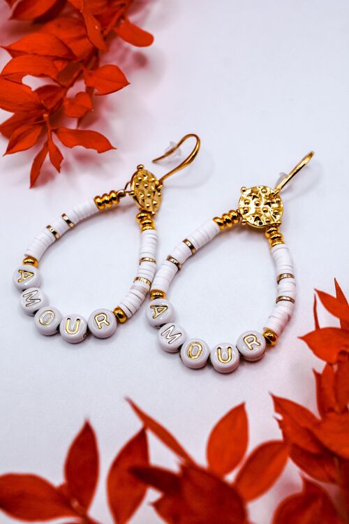 Boucles d’Amour – Bijou céleste en acier inoxydable blanc & doré – Renouveau et clarté intérieure + Packaging inclus