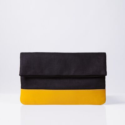 Pochette in lino marrone