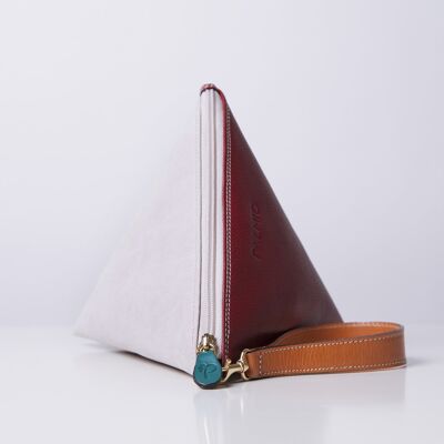 Borsa triangolare bordeaux e beige