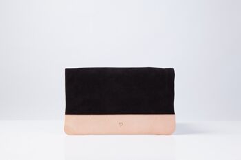 Pochette en daim beige et noir 2