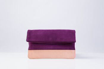 Pochette en daim violet et naturel 1