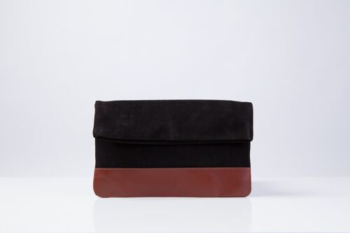 Suede Clutch in Black and Brown