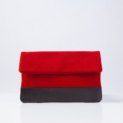 Suede Clutch in Red and Black