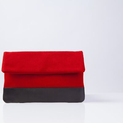 Suede Clutch in Red and Black