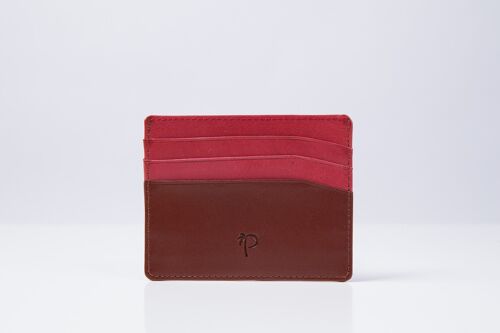 Card Holder in Brown and Bordeaux
