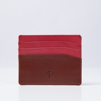 Card Holder in Brown and Bordeaux