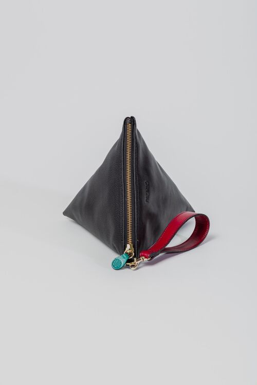 Leather Triangular Bag in Black
