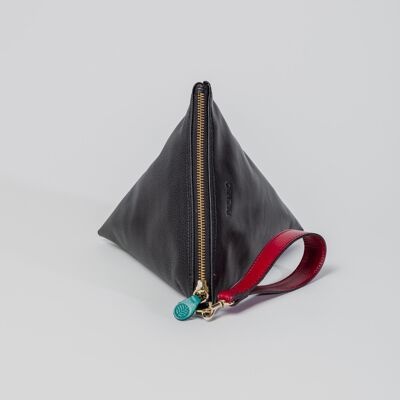 Sac triangulaire en cuir noir