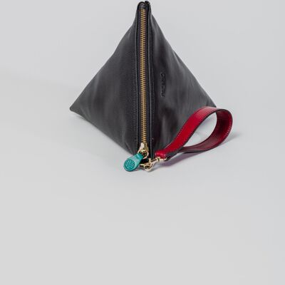 Leather Triangular Bag in Black