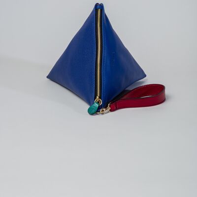 Leather Triangular Bag in Blue