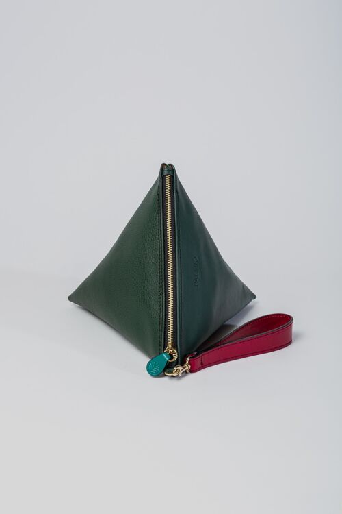 Leather Triangular Bag in Green
